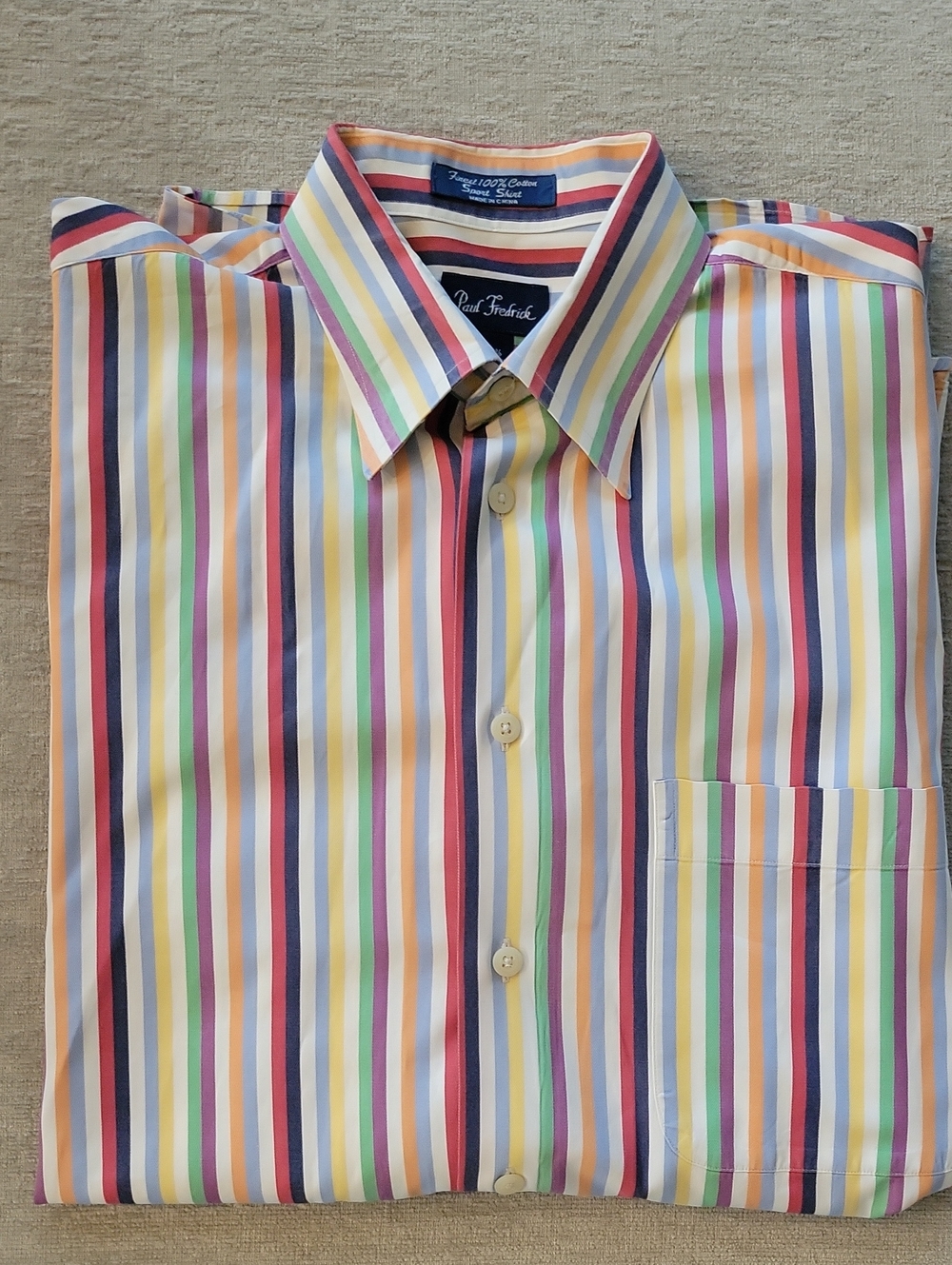 Paul Fredrick Striped Long-sleeved Sport Shirt 100% Cotton Size Medium